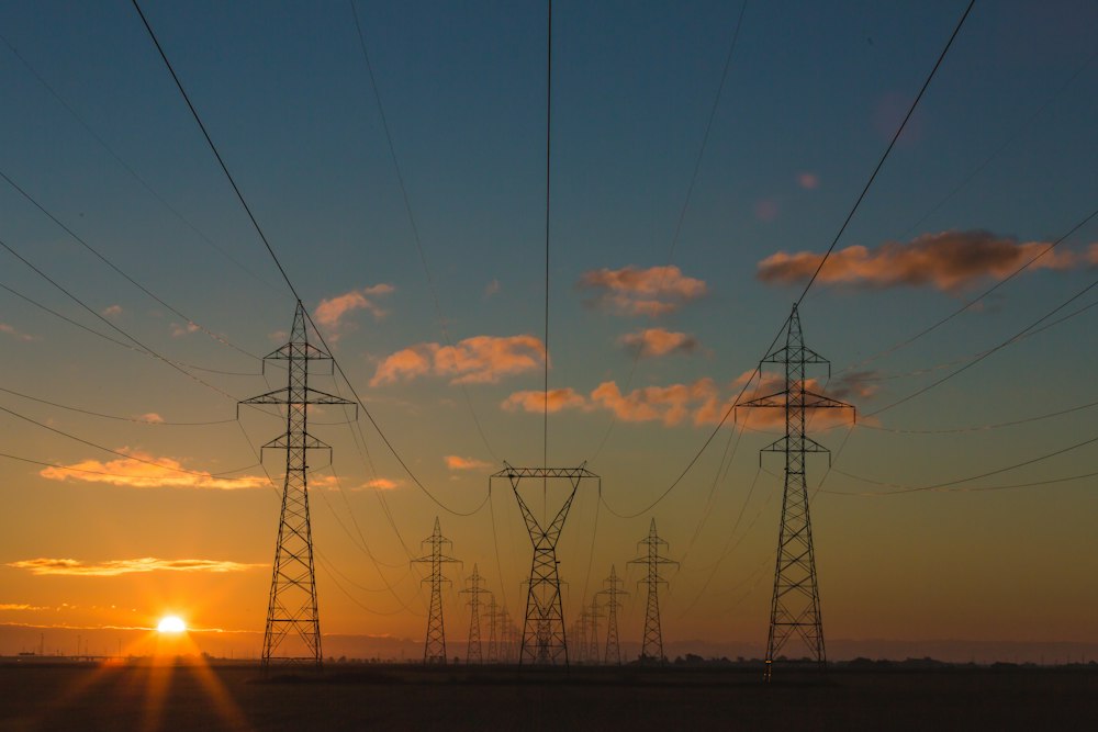 Sunset over solar farm near Santa Fe